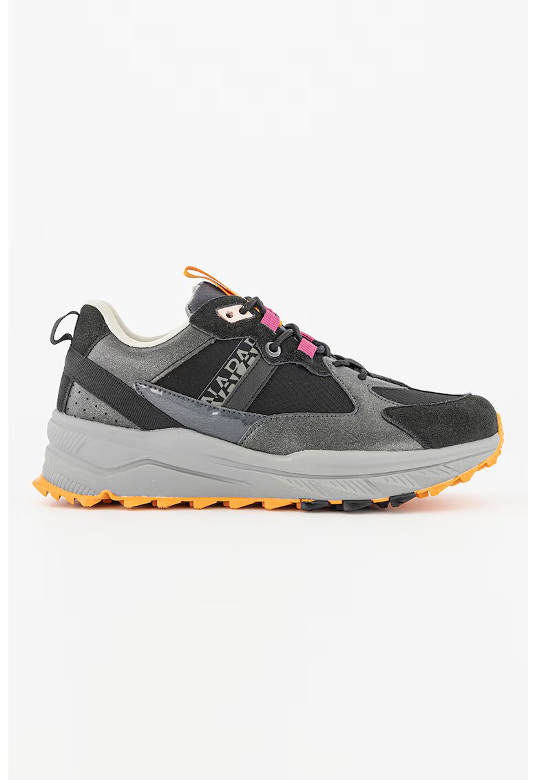 Napapijri Pantofi sport cu insertii de piele intoarsa Vertic Trail - Negru/Fucsia/Gri inchis