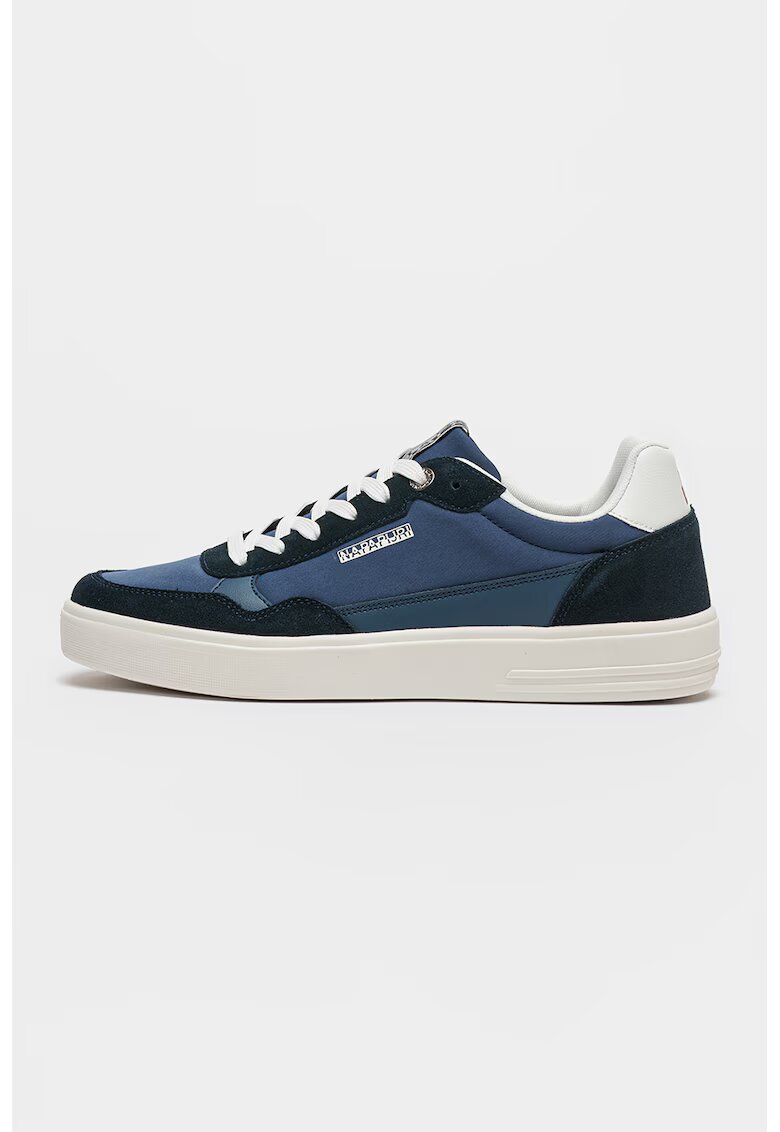 Napapijri Pantofi sport din piele cu model si garnituri din material sintetic - Albastru inchis
