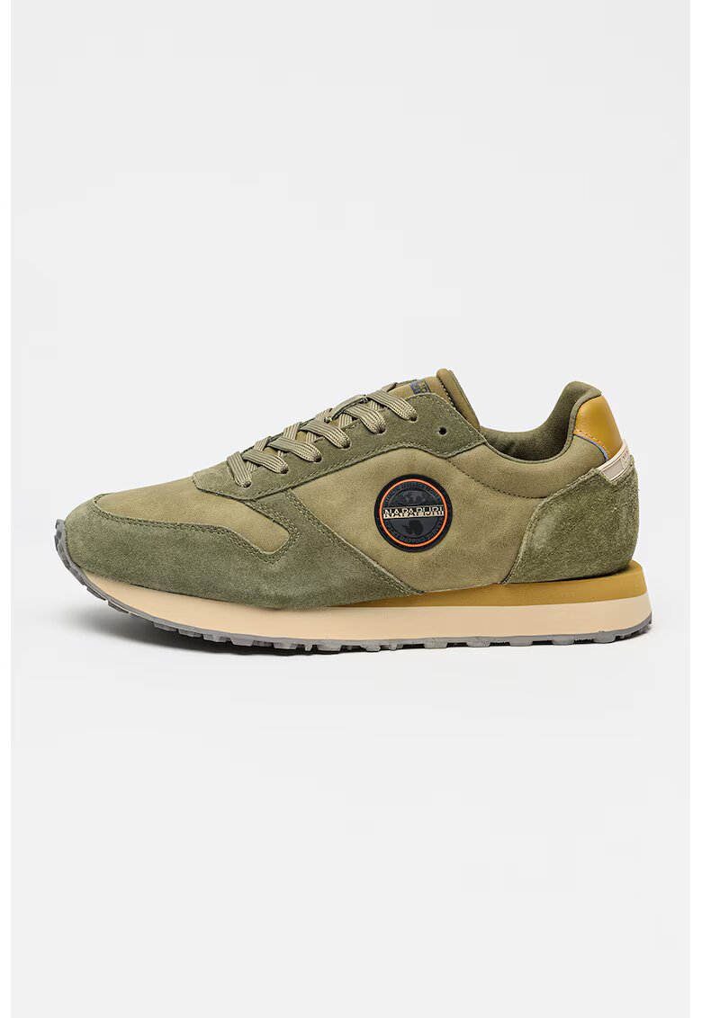 Napapijri Pantofi sport Nova cu aplicatie logo si garnituri de piele intoarsa - Caramel/Verde sparanghel
