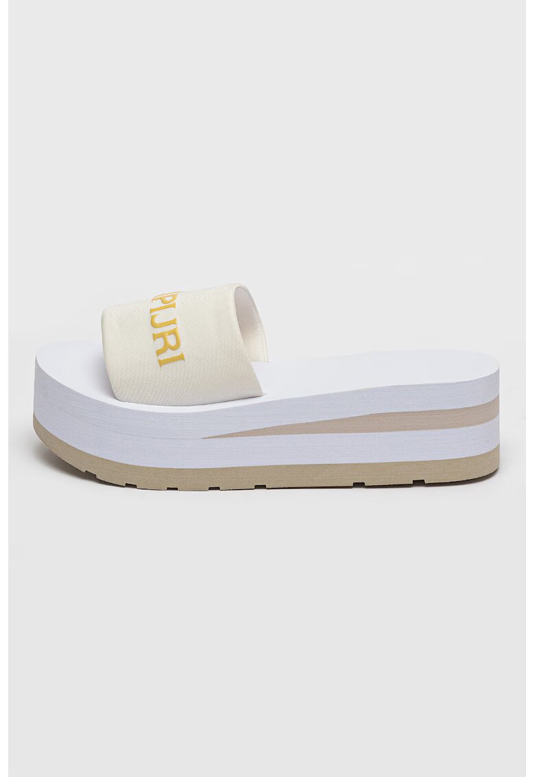Napapijri Papuci flatform cu logo - Alb murdar