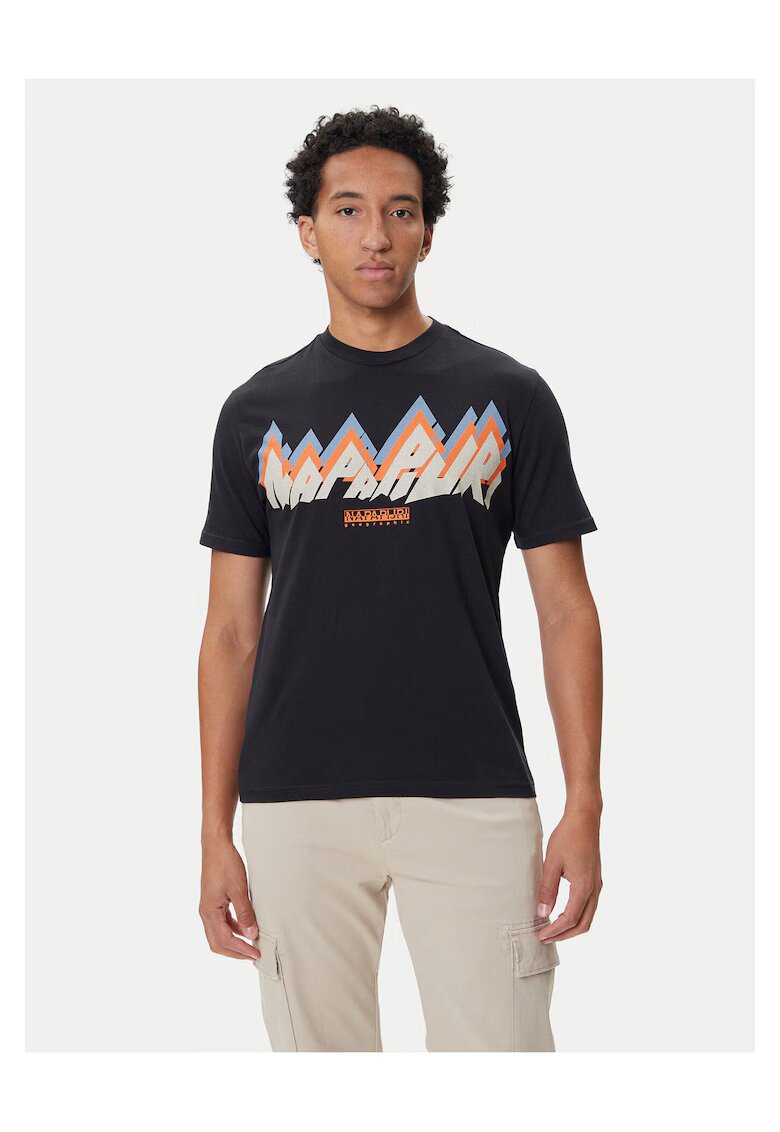 Napapijri Tricou barbatesc negru - bumbac