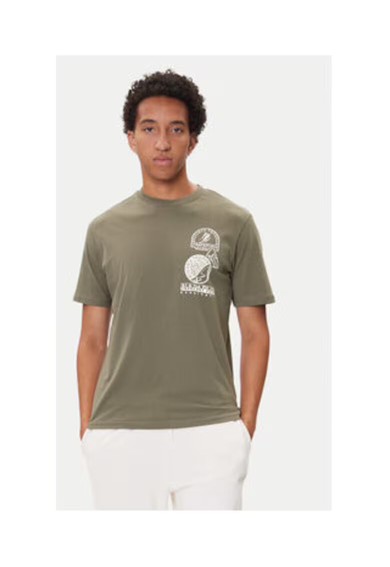 Napapijri Tricou Barbati - Kaki - 100% bumbac