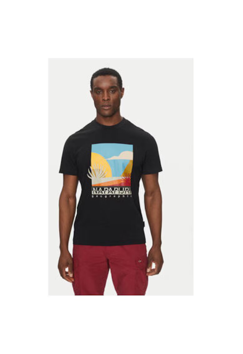 Napapijri Tricou barbati NP0A4IE39411 - Bumbac - Negru - Negru