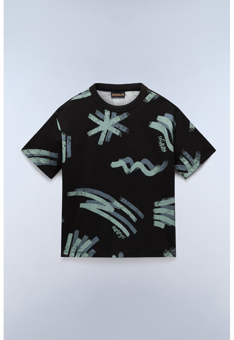 Napapijri Tricou cu model grafic Lieto - Negru/Gri