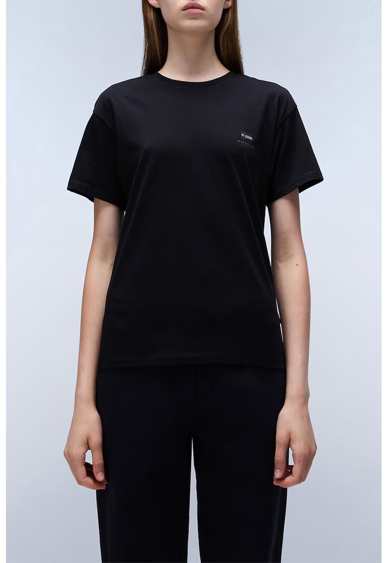 Napapijri Tricou de bumbac cu decolteu la baza gatului Nina - Negru