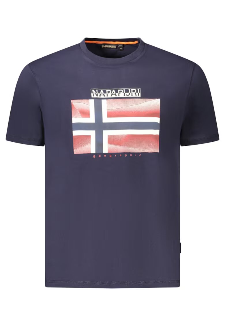 Napapijri Tricou din bumbac barbati - cu imprimeu cu logo - Regular Fit - Bleumarin