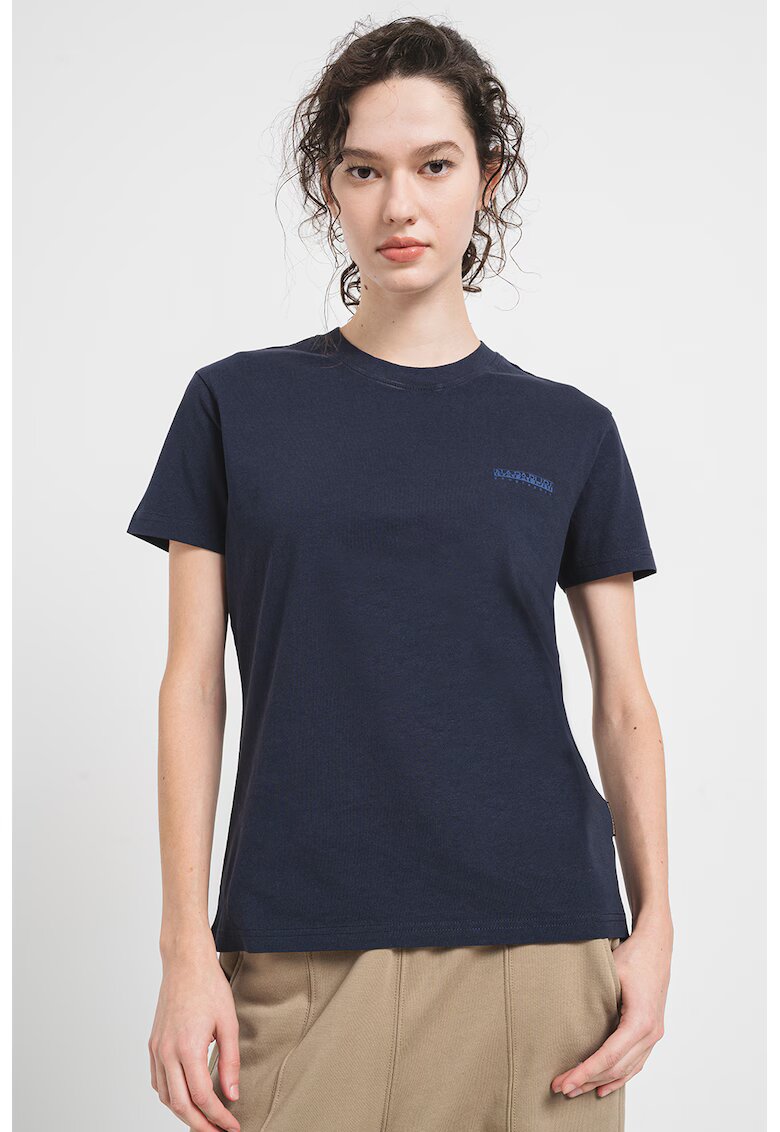 Napapijri Tricou din bumbac cu imprimeu logo Blanche - Bleumarin