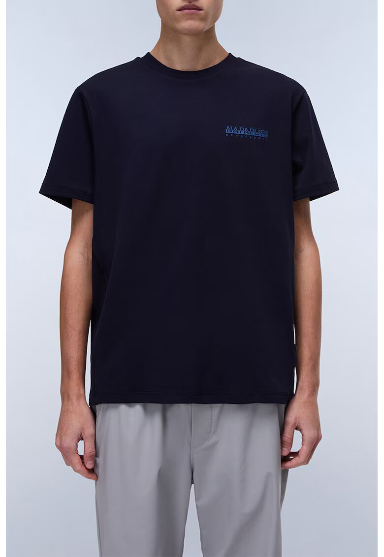 Napapijri Tricou din bumbac cu imprimeu logo si model grafic - Bleumarin