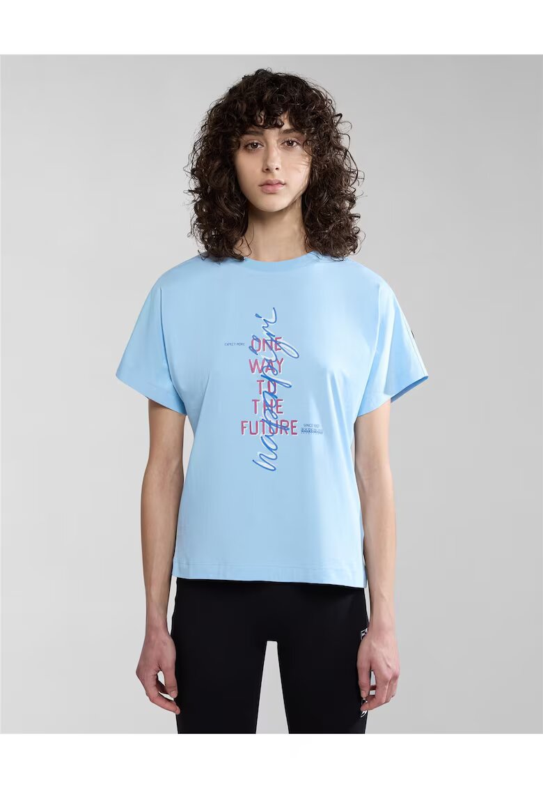 Napapijri Tricou din bumbac cu imprimeu si decolteu la baza gatului Keith -