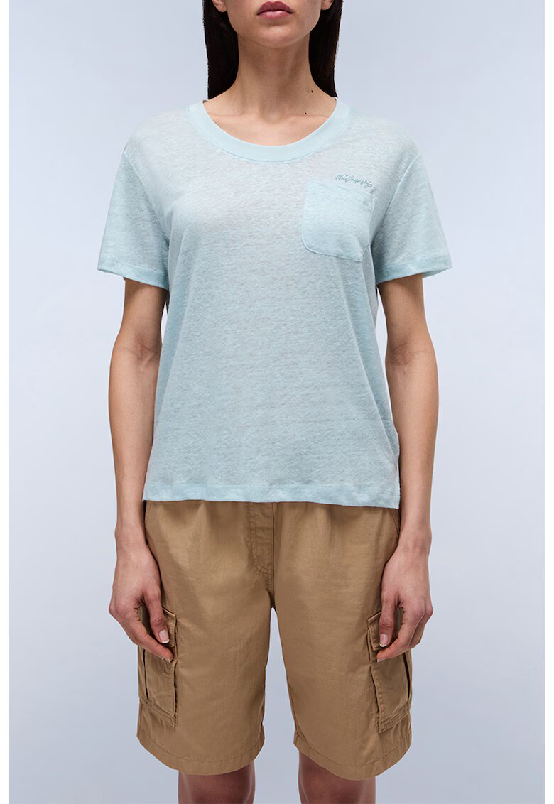 Napapijri Tricou lejer cu decolteu rotund - Albastru deschis