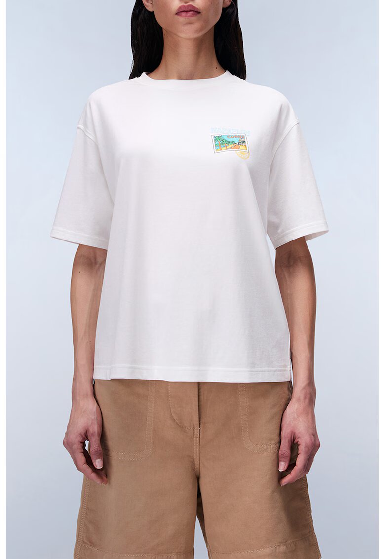 Napapijri Tricou lejer din bumbac - Alb