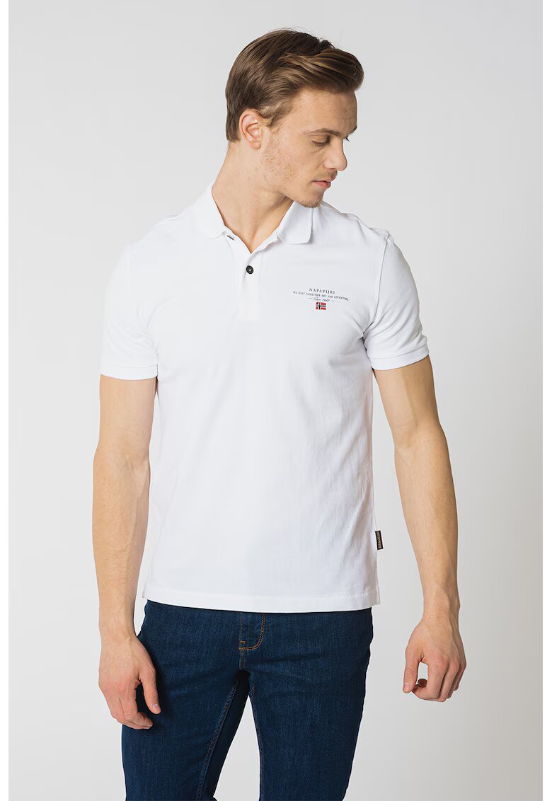 Napapijri Tricou polo de bumbac pique Elbas - Alb