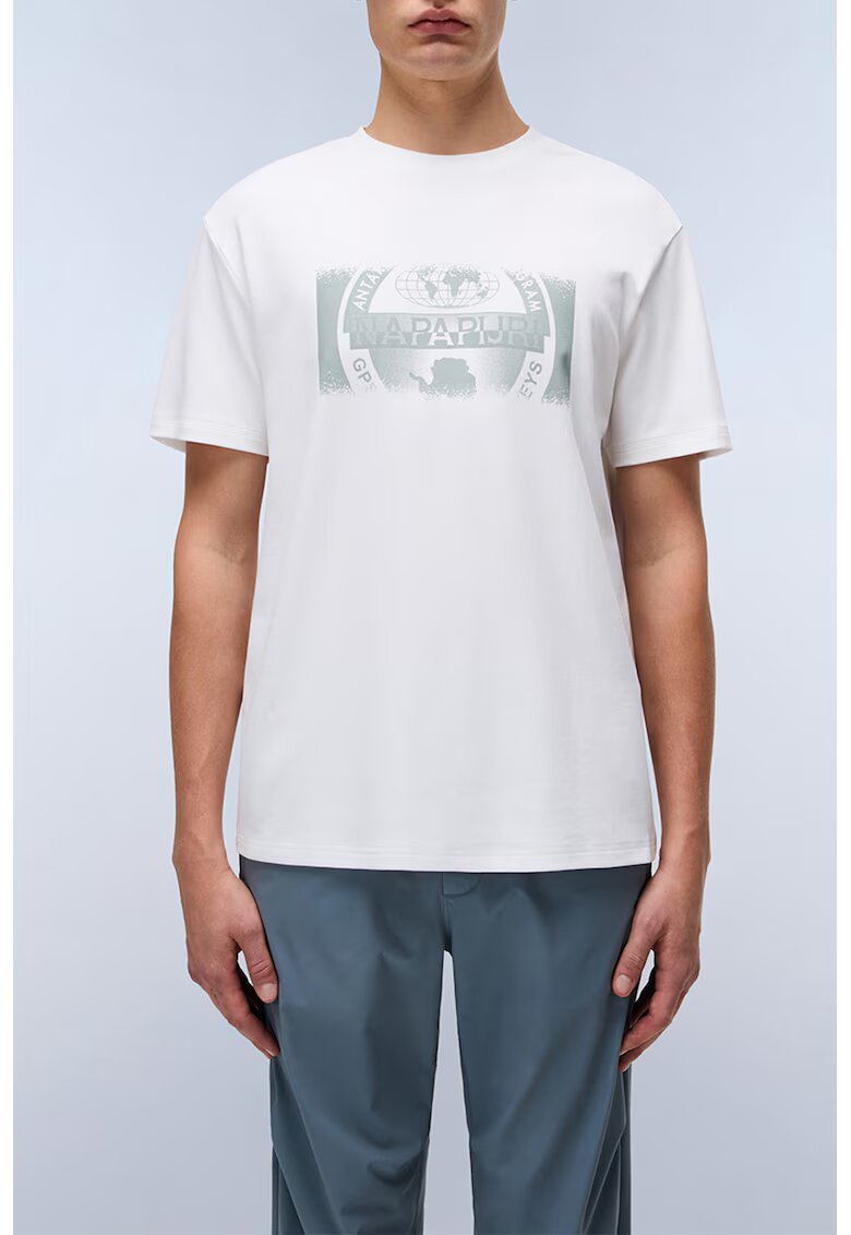 Napapijri Tricou regular-fit cu imprimeu logo - Alb/Verde deschis
