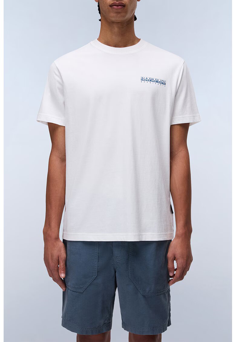 Napapijri Tricou relaxed fit de bumbac Sovana - Alb/Albastru glaciar