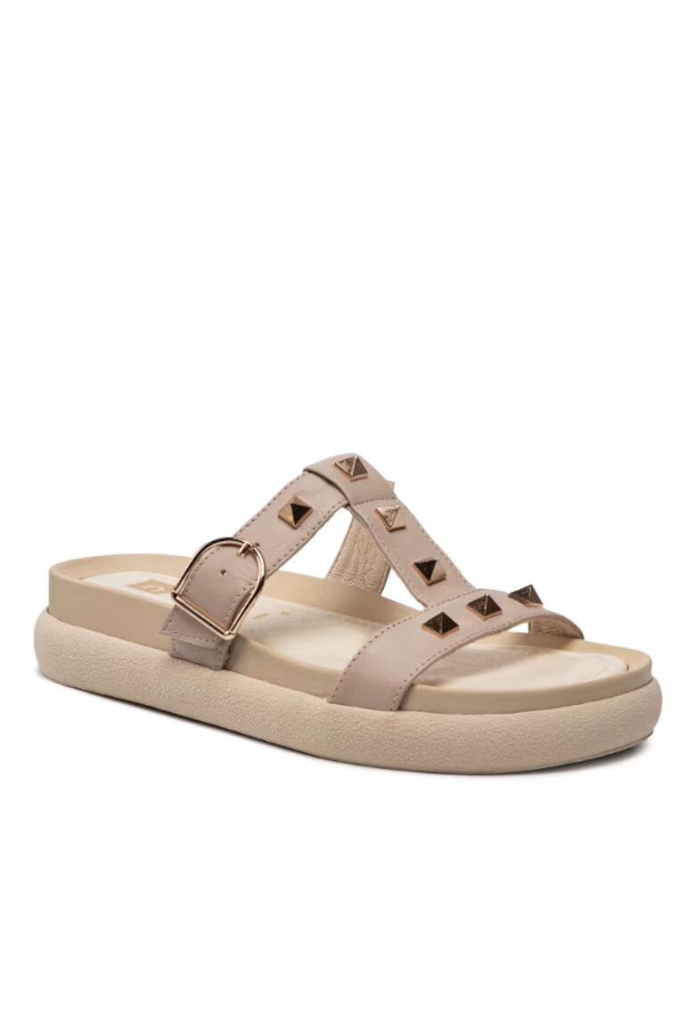 Nessi Papuci flip-flop cu tinte dama - Piele naturala - Bej