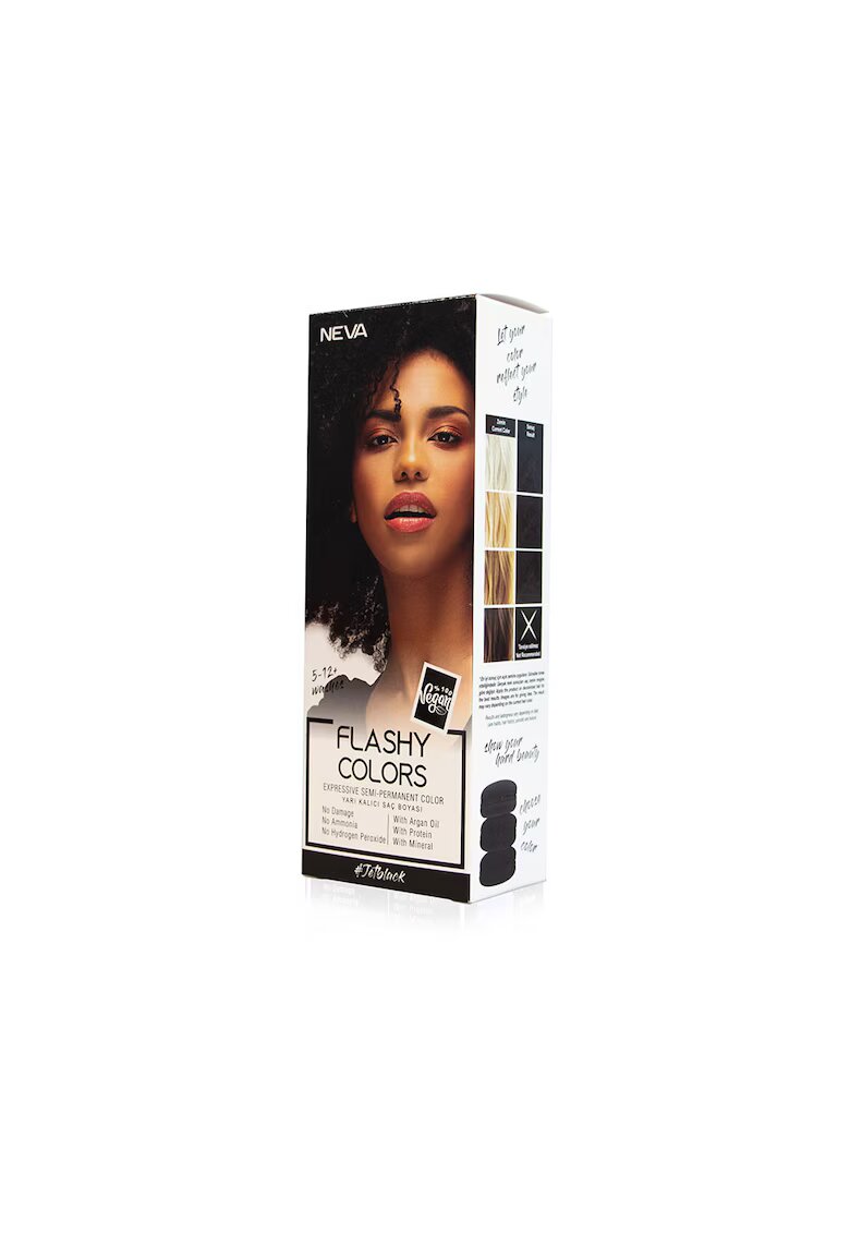 NEVA Flashy Colors Jet Black - Nuantator semipermanent - negru intens - 100% vegan - 100 ml