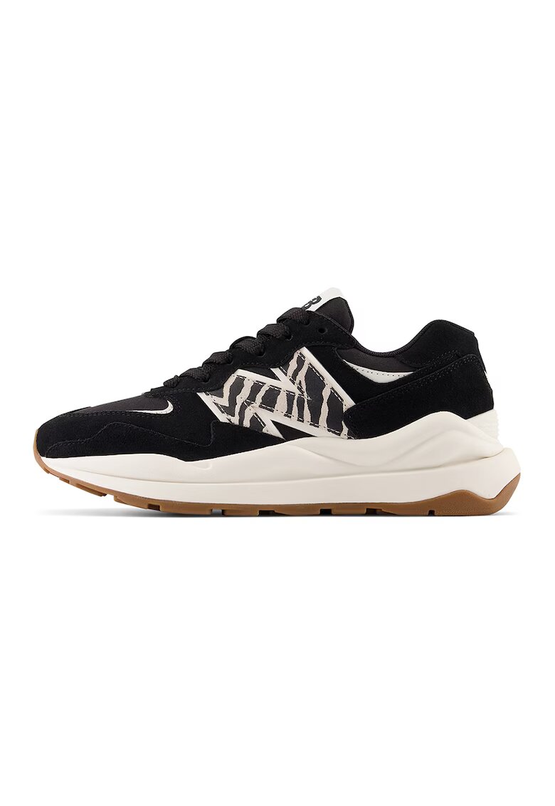 New Balance 57/40 Pantofi sport din piele intoarsa cu detaliu logo - Negru/Bej