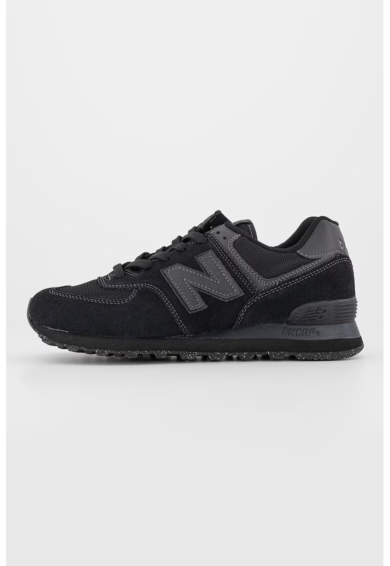 New Balance 574 Pantofi sport cu insertii de piele intoarsa - Negru/Gri inchis