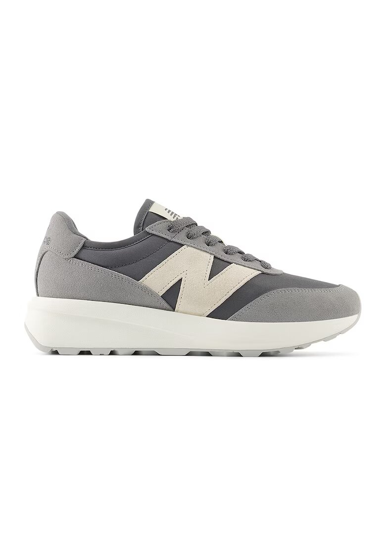 New Balance Pantofi sport 370 cu garnituri din piele intoarsa - Alb fildes/Gri carbune