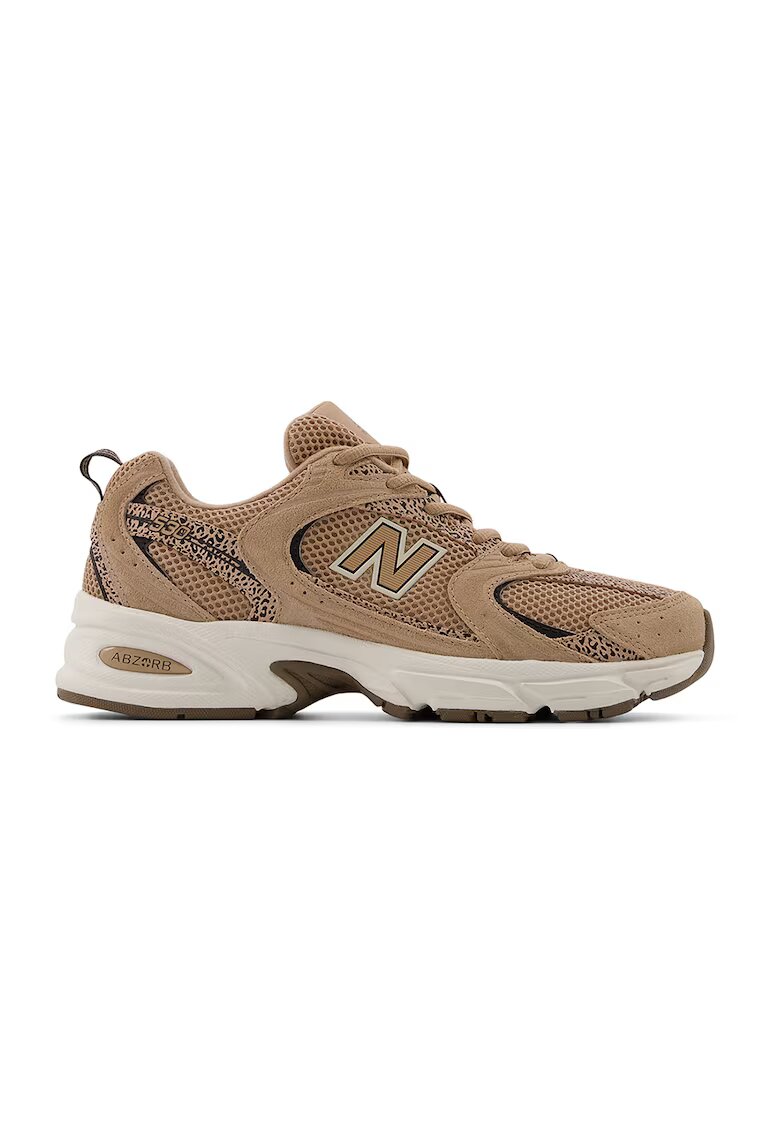 New Balance Pantofi sport 530 cu talpa demi-wedge si garnituri din piele intoarsa - Maro