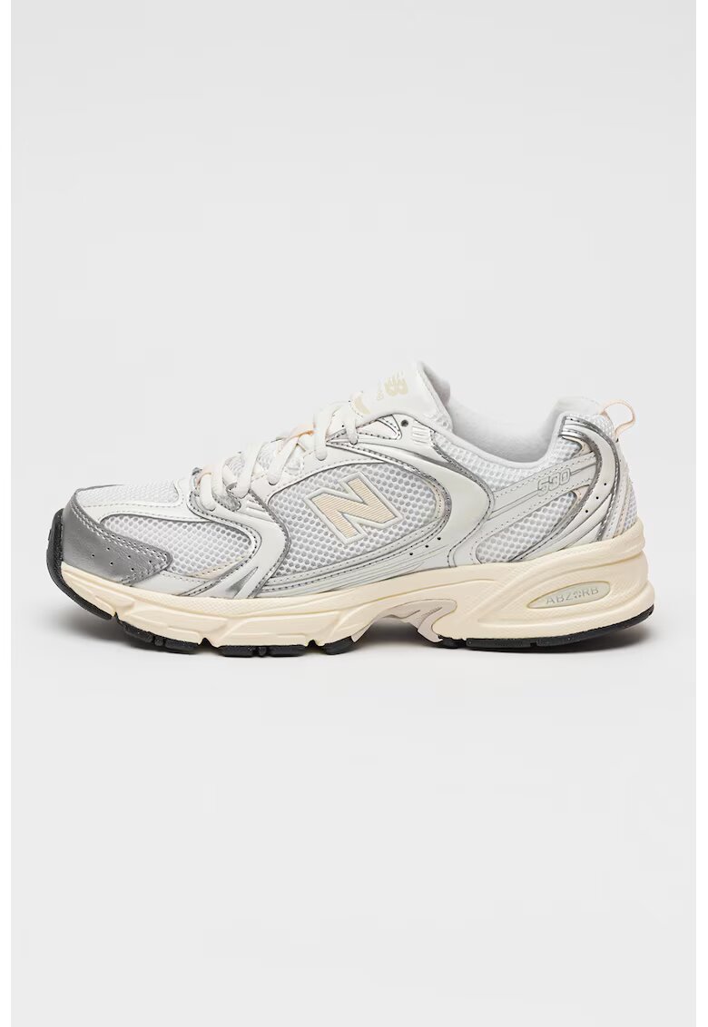 New Balance Pantofi sport 530 unisex de plasa cu garnituri de piele ecologica - Alb/Argintiu