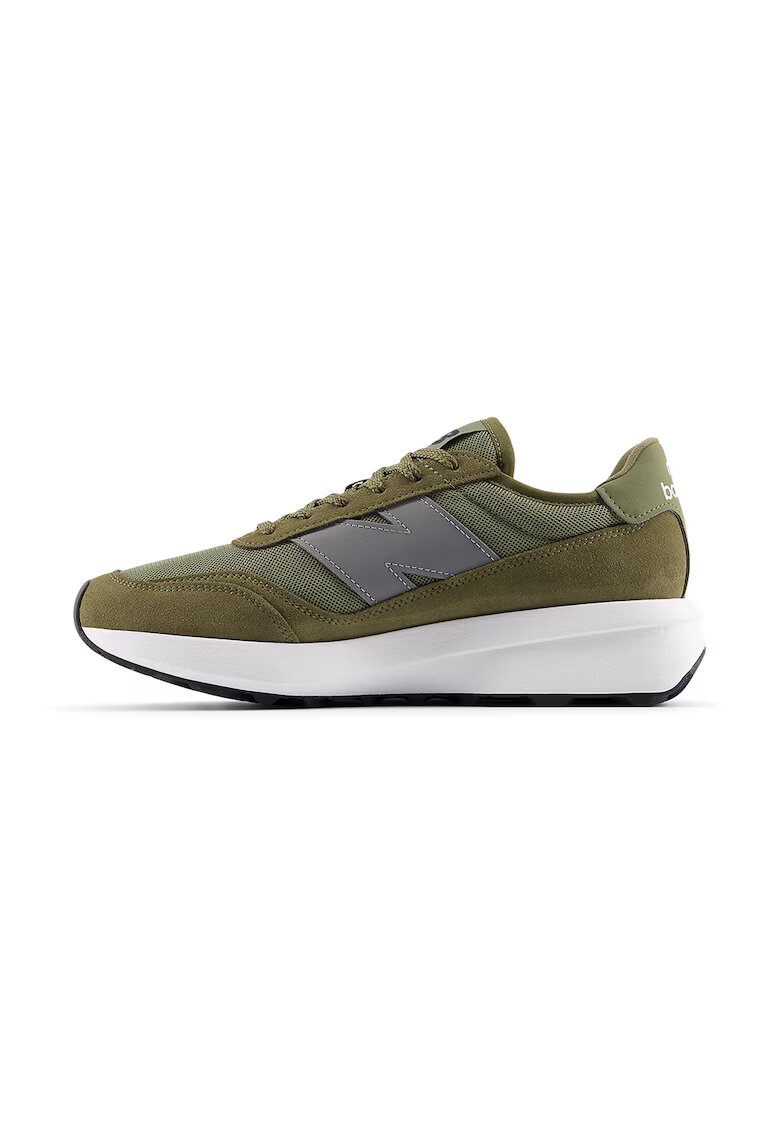 New Balance Pantofi sport cu talpa wedge si garnituri din piele intoarsa - Kaki