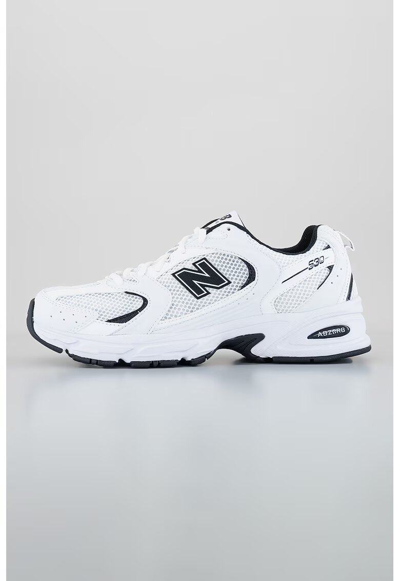 New Balance Pantofi sport de plasa cu logo - Alb/Negru