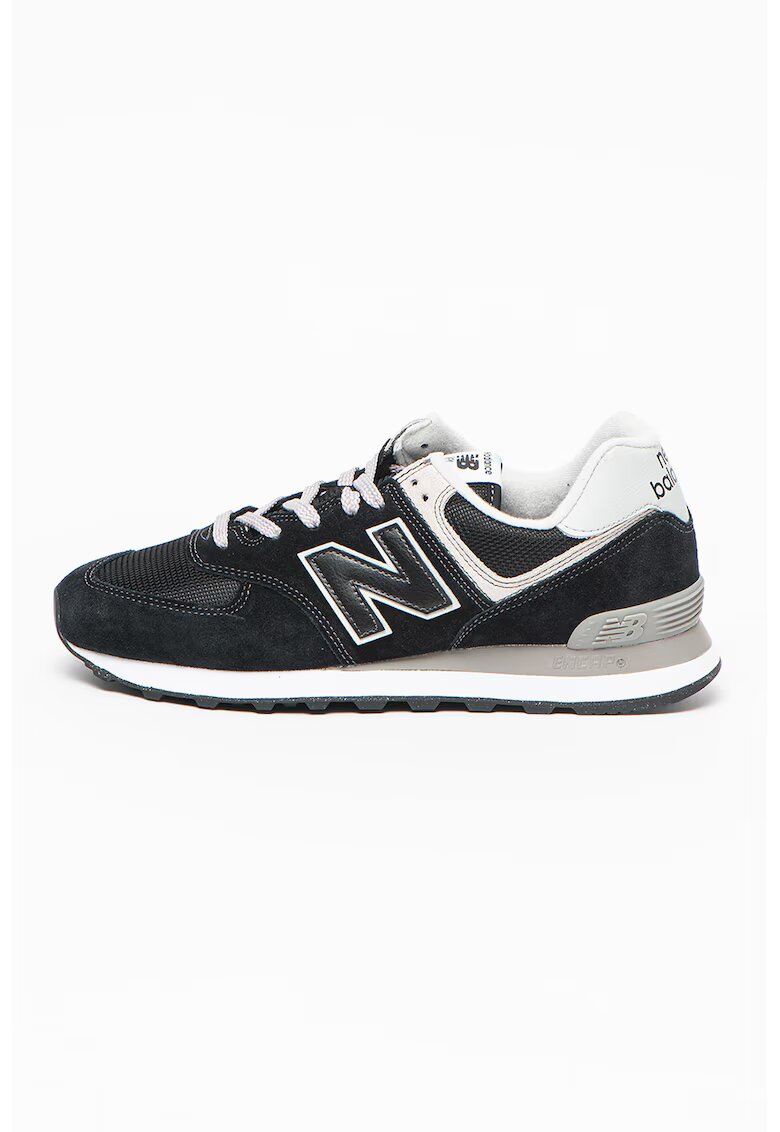 New Balance Pantofi sport din piele intoarsa cu garnituri din plasa 574 - Negru/Gri