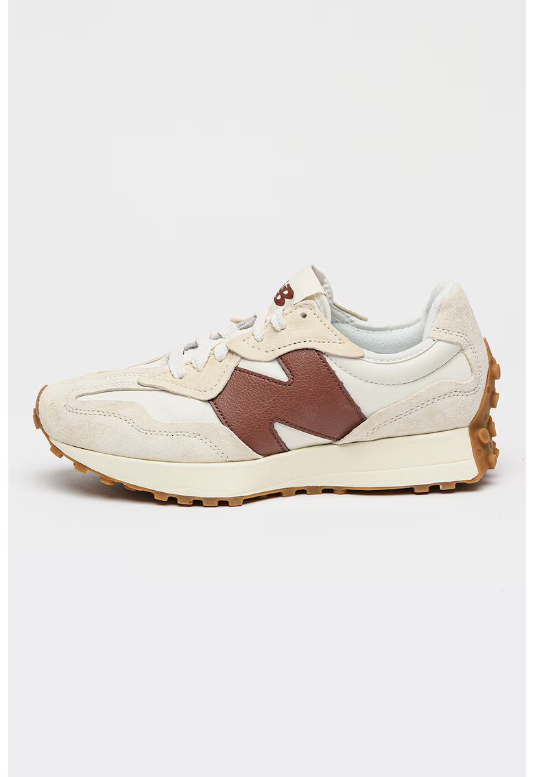 New Balance Pantofi sport unisex 327 cu insertii din piele intoarsa - Alb/Maro