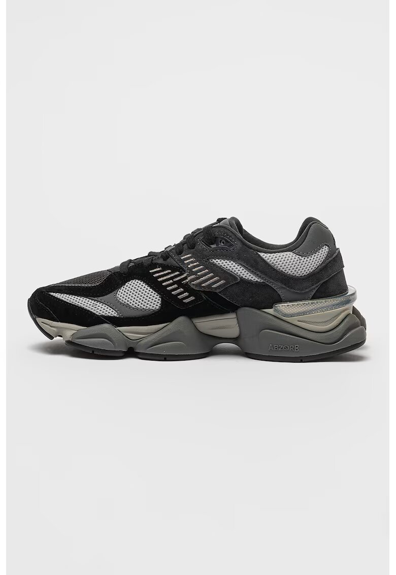 New Balance Pantofi sport unisex 9060 din piele intoarsa si plasa cu aspect masiv - Negru/Gri inchis