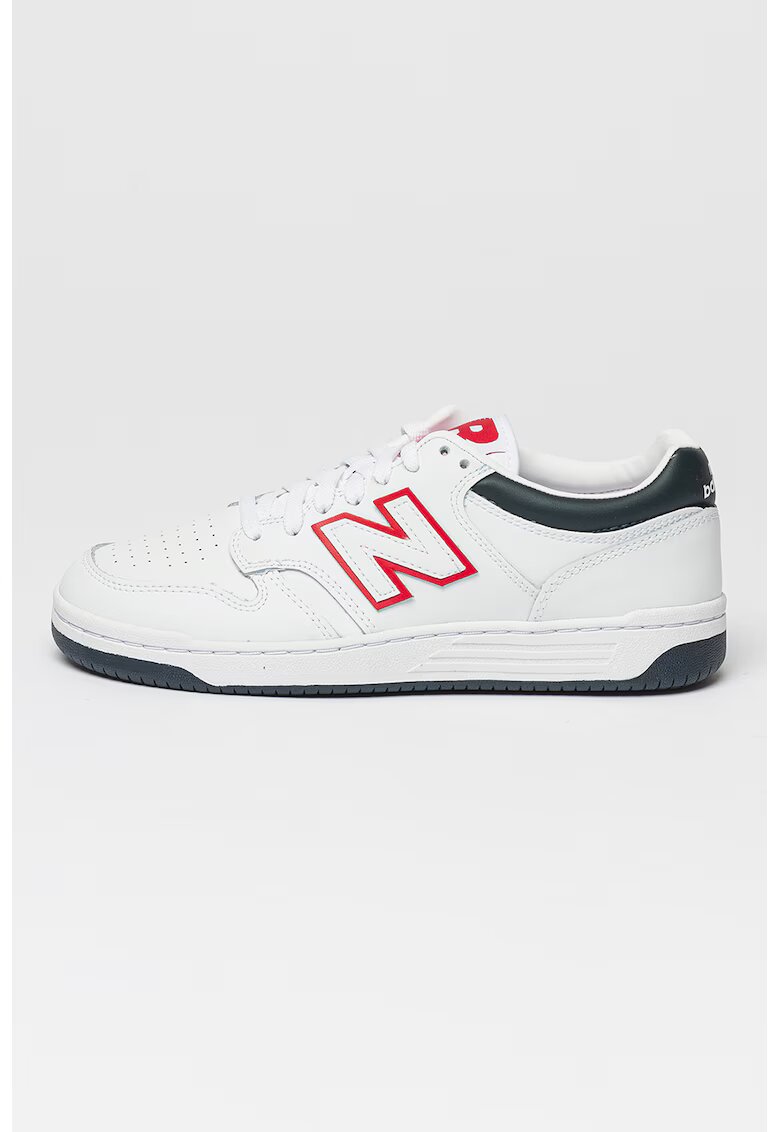 New Balance Pantofi sport unisex de piele cu logo 480 - Alb/Bleumarin
