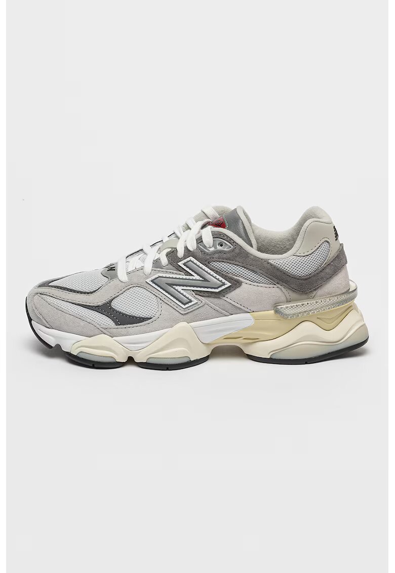 New Balance Pantofi sport unisex de piele intoarsa cu garnituri de material textil 9060 - Alb/Gri cenusiu/Gri inchis