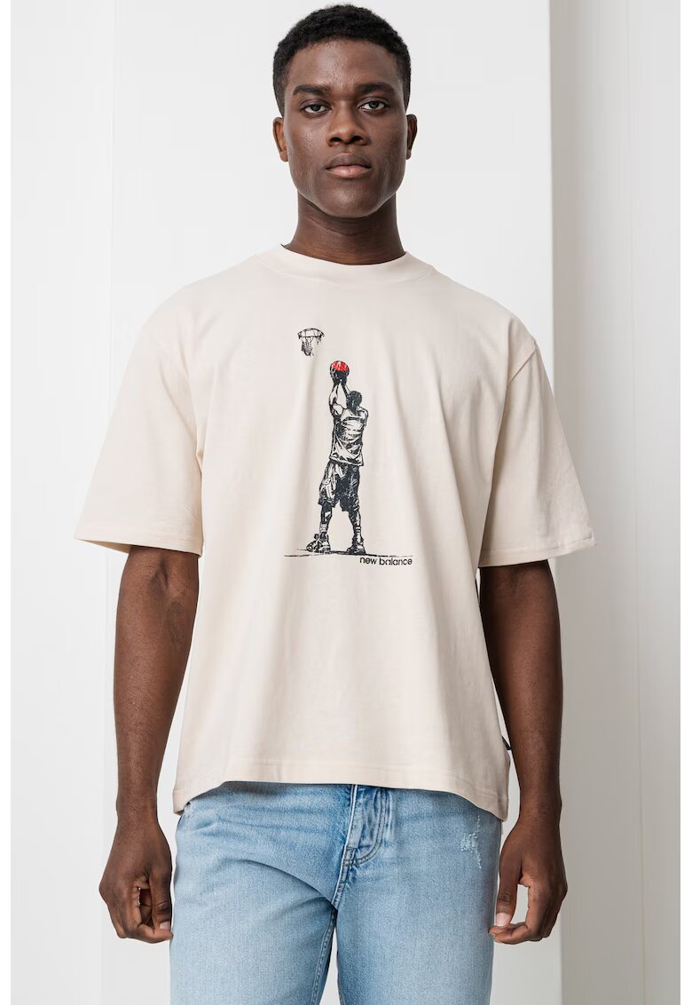 New Balance Tricou lejer cu imprimeu - Negru/Bej