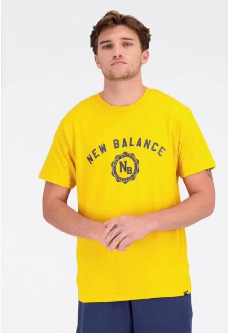 New Balance Tricou sport barbati - Bumbac/Poliester - Galben -