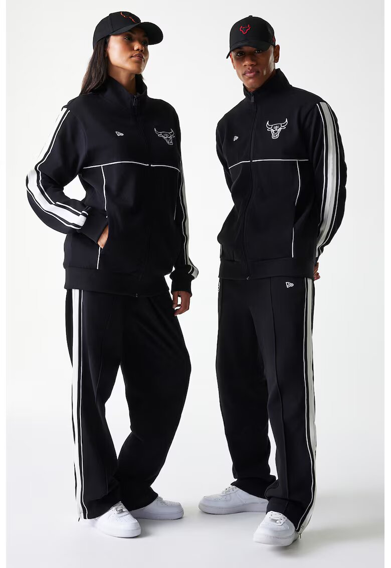 New Era Bluza de trening unisex cu fermoar si detalii brodate - Negru