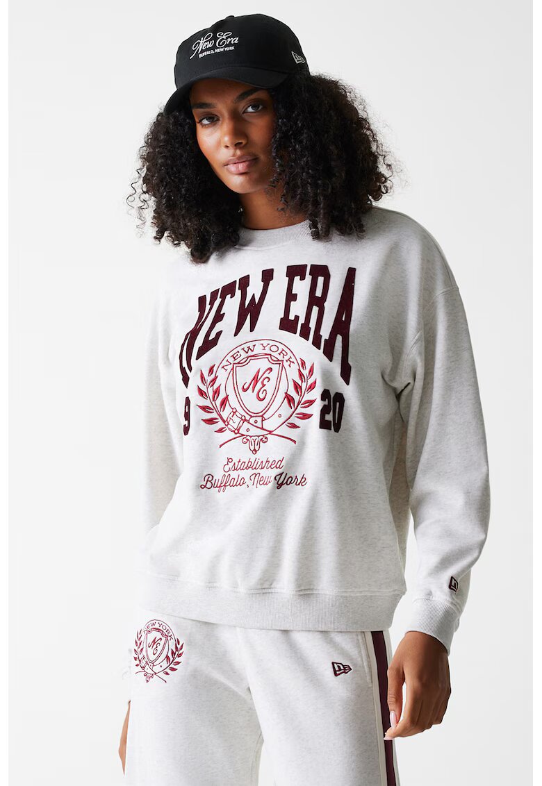 New Era Bluza lejera de trening cu logo brodat - Gri deschis