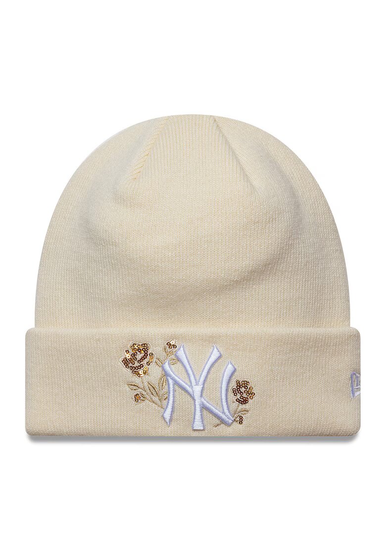New Era Caciula cu broderie florala cu paiete - Crem