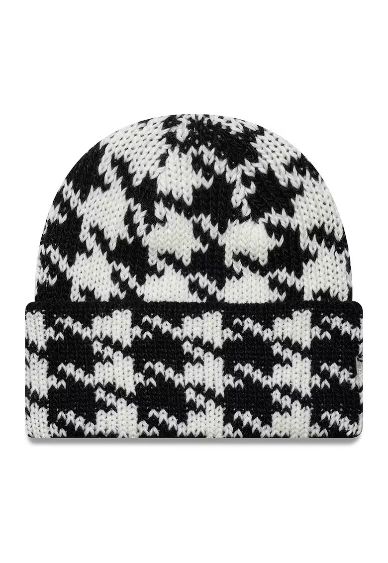 New Era Caciula tricotata cu model houndstooth - Alb/Negru