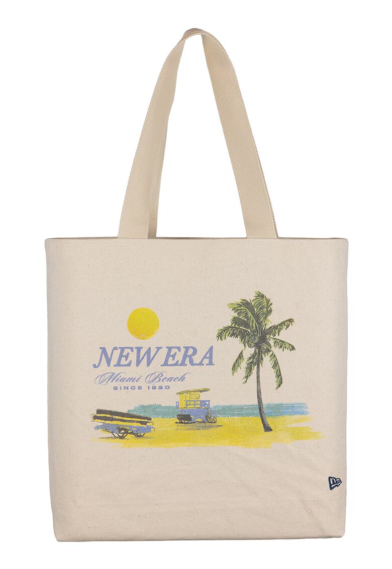 New Era Geanta tote din bumbac cu imprimeu grafic Palm - Galben/Bej/Verde feriga