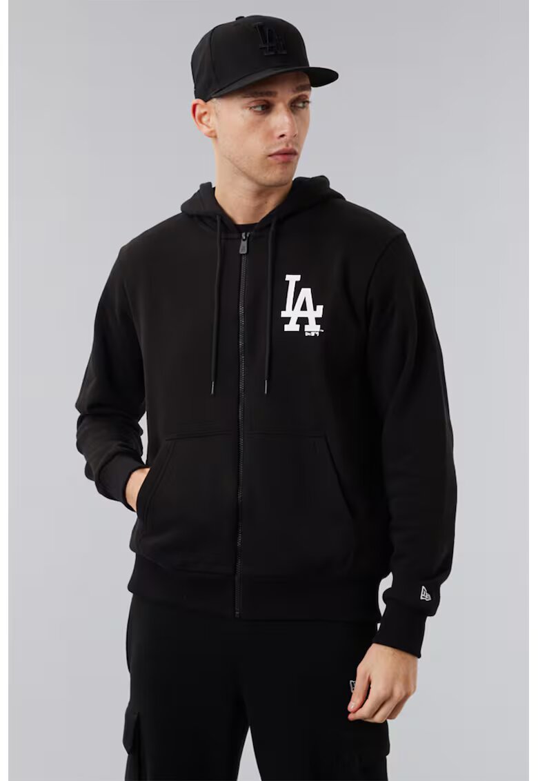 New Era Hanorac cu fermoar si imprimeu logo LA Dodgers League Essential - Alb/Negru
