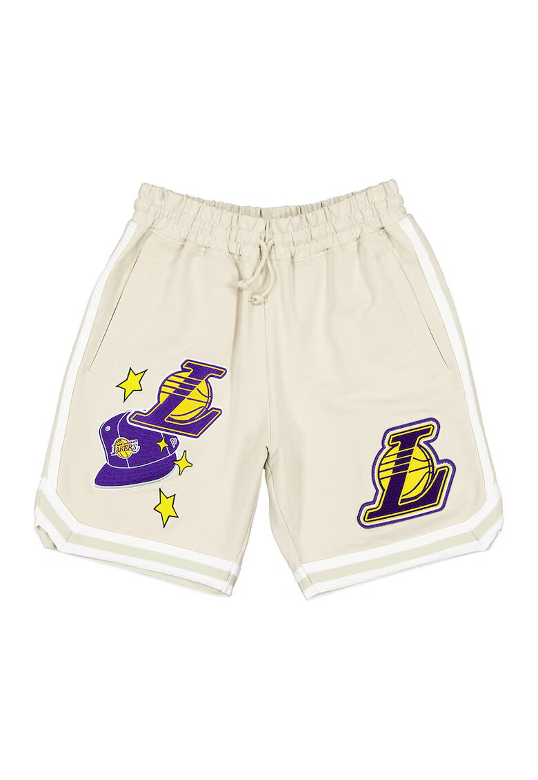 New Era Pantaloni scurti cu aplicatii Los Angeles Lakers - Galben/Violet/Bej deschis