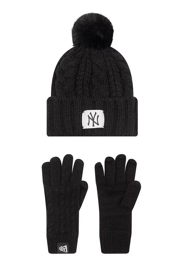 New Era Set de ecaciula cu ciucure si manusi - Negru