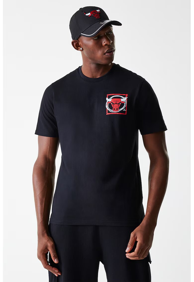 New Era Tricou cu decolteu la baza gatului si imprimeu pe spate - Negru
