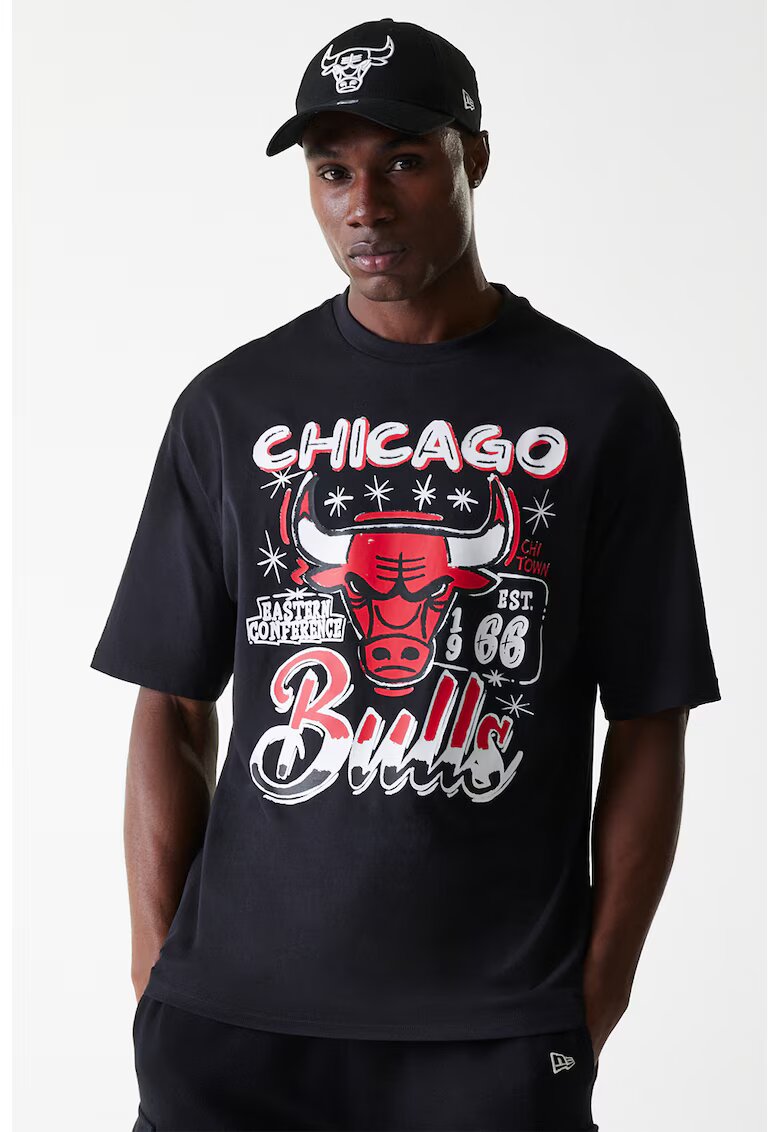 New Era Tricou cu imprimeu grafic Chicago Bulls - Rosu/Negru