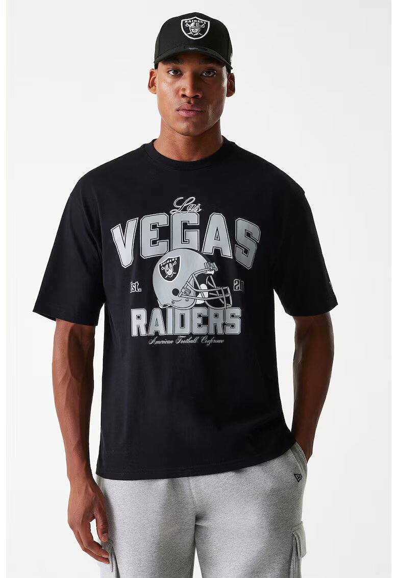 New Era Tricou cu imprimeu Las Vegas Raiders si decolteu la baza gatului - Negru/Gri deschis