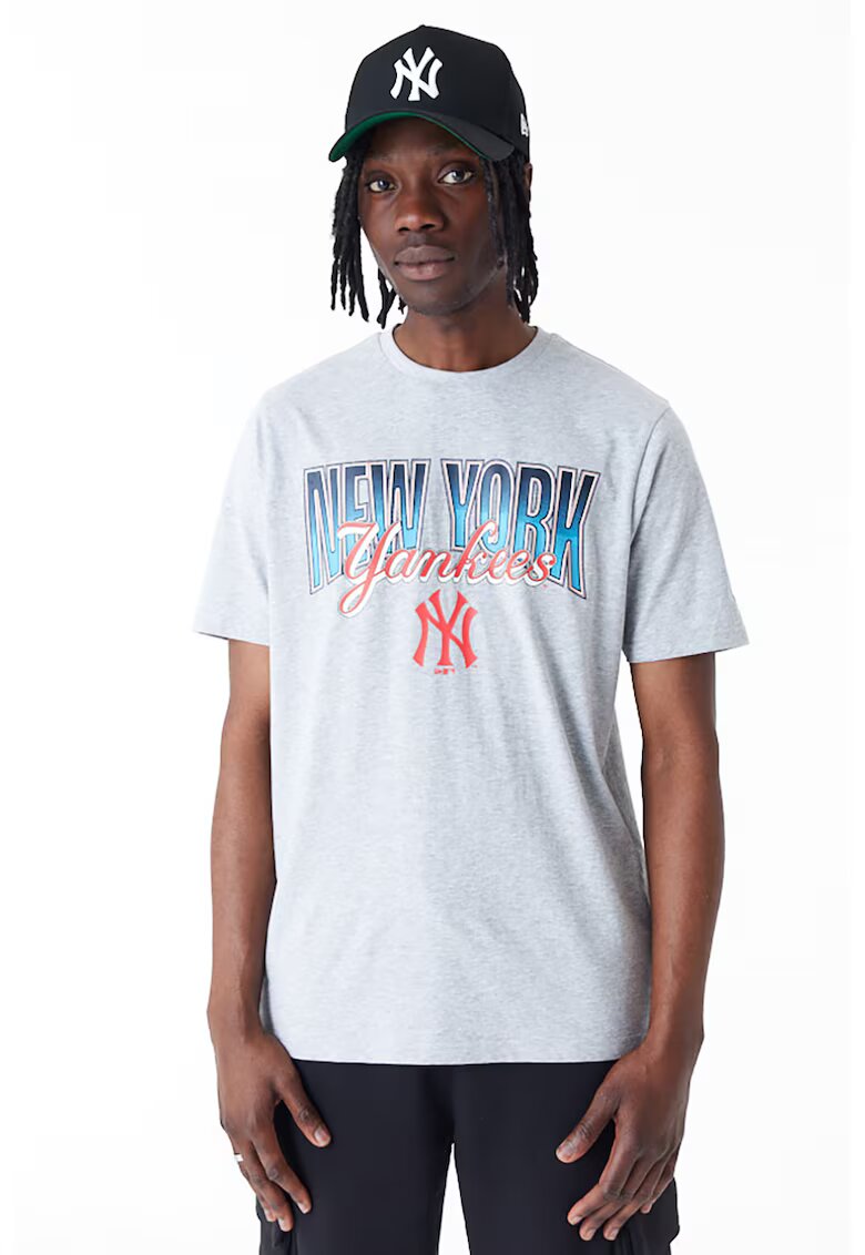 New Era Tricou cu imprimeu New York Yankees MLB - Gri deschis