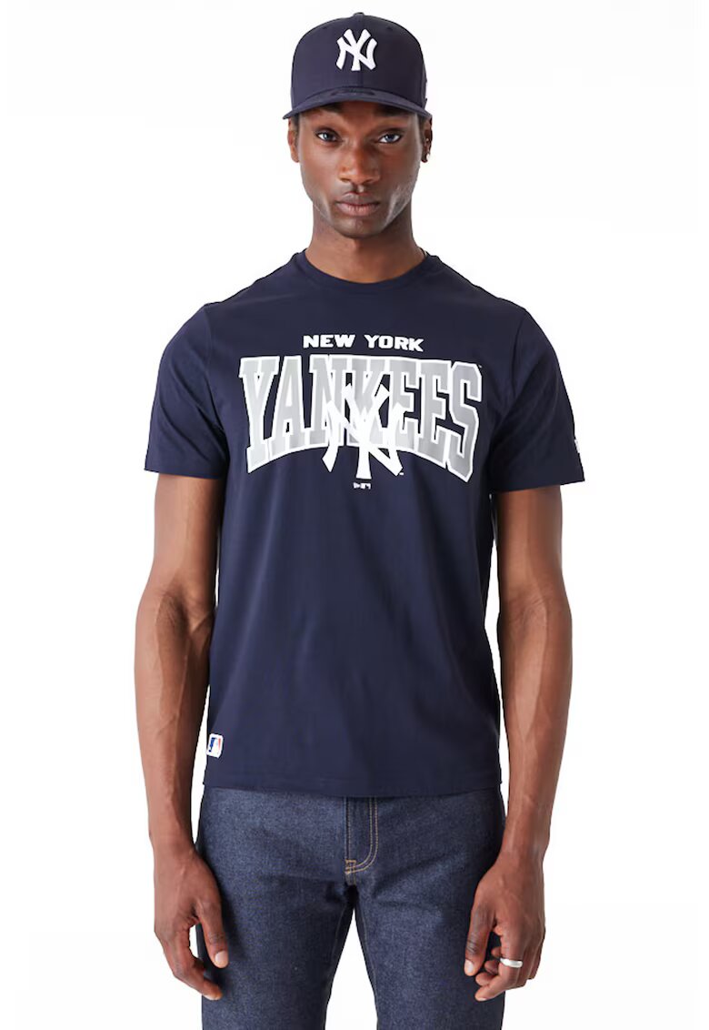 New Era Tricou de bumbac New York Yankees - Gri deschis/Bleumarin