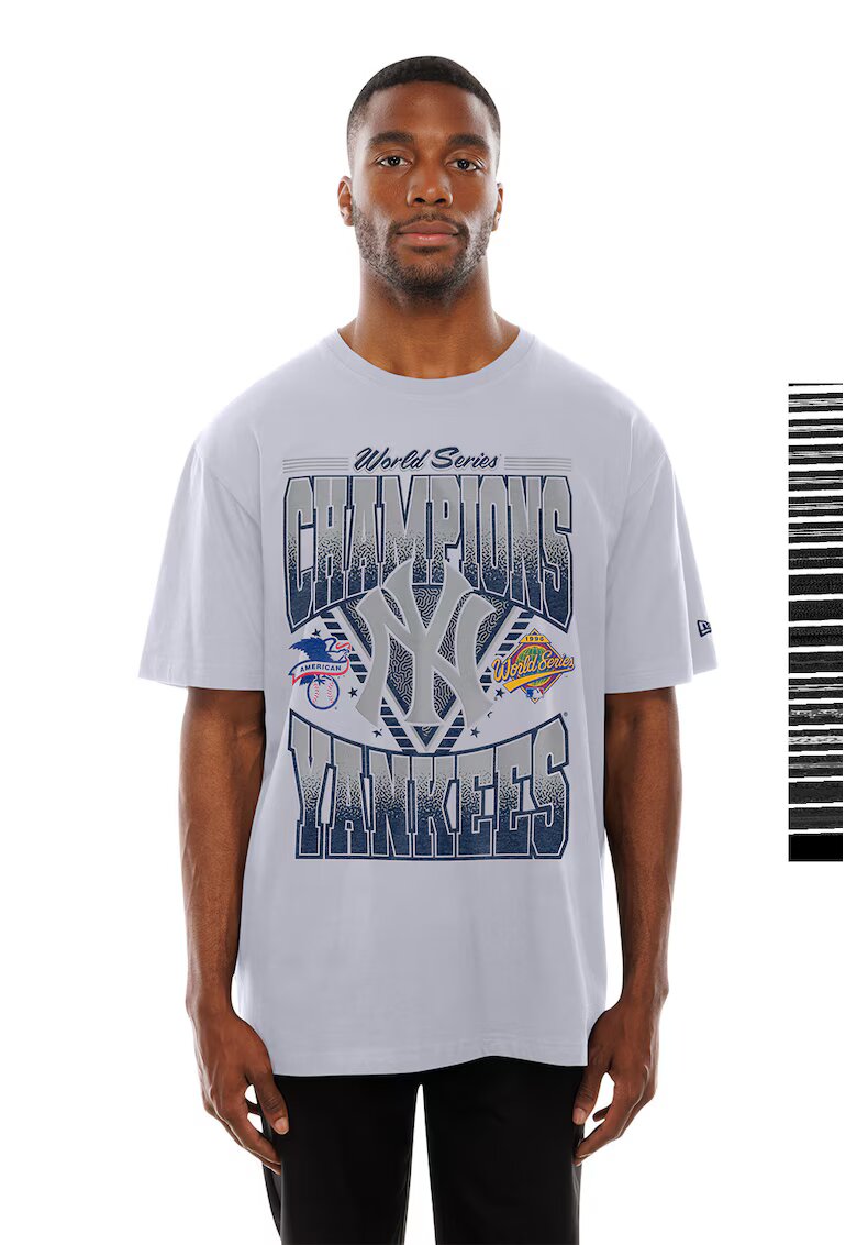 New Era Tricou New York Yankees World Series Champions - Alb/Gri cenusiu/Bleumarin