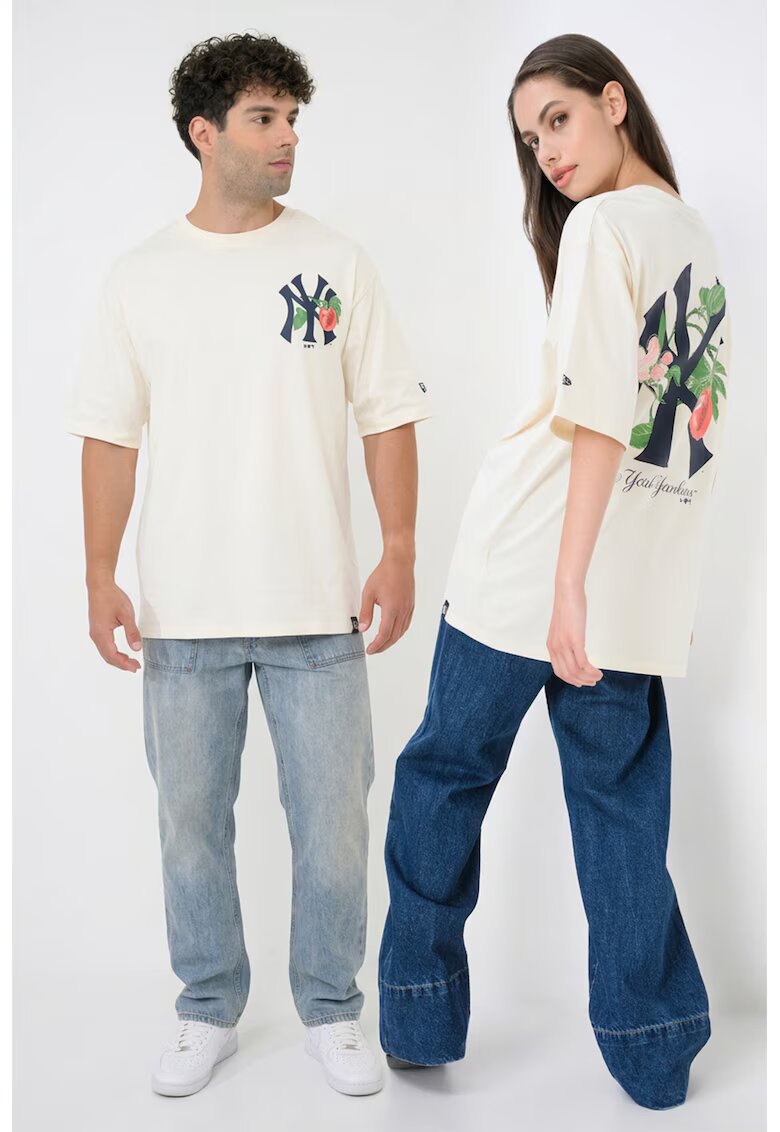 New Era Tricou unisex cu imprimeu logo pe partea din spate - Alb/Albastru inchis