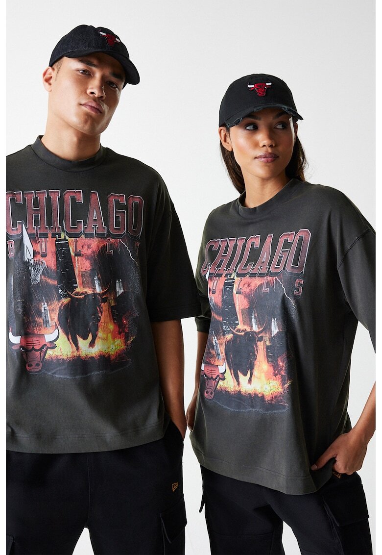 New Era Tricou unisex de bumbac cu imprimeu grafic - Gri